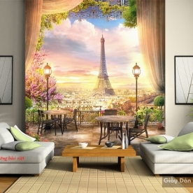 Tranh dán tường phong cảnh paris fm334