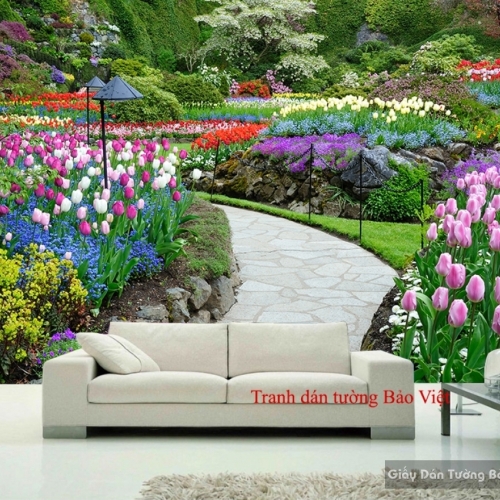 Tranh dán tường vườn hoa đẹp H120