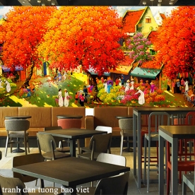 Tranh dán tường 3d phố cổ h264