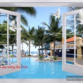 Tranh dán tường 3D cửa sổ S122