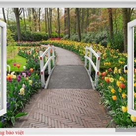 Tranh dán tường cửa sổ 3D Fi065