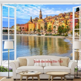 Tranh dán tường cửa sổ 3D Fm187