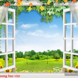 Tranh dán tường cửa sổ 3d fi105