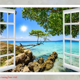 Tranh dán tường cửa sổ 3d fi118
