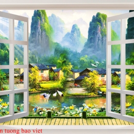 Tranh dán tường cửa sổ 3d me042