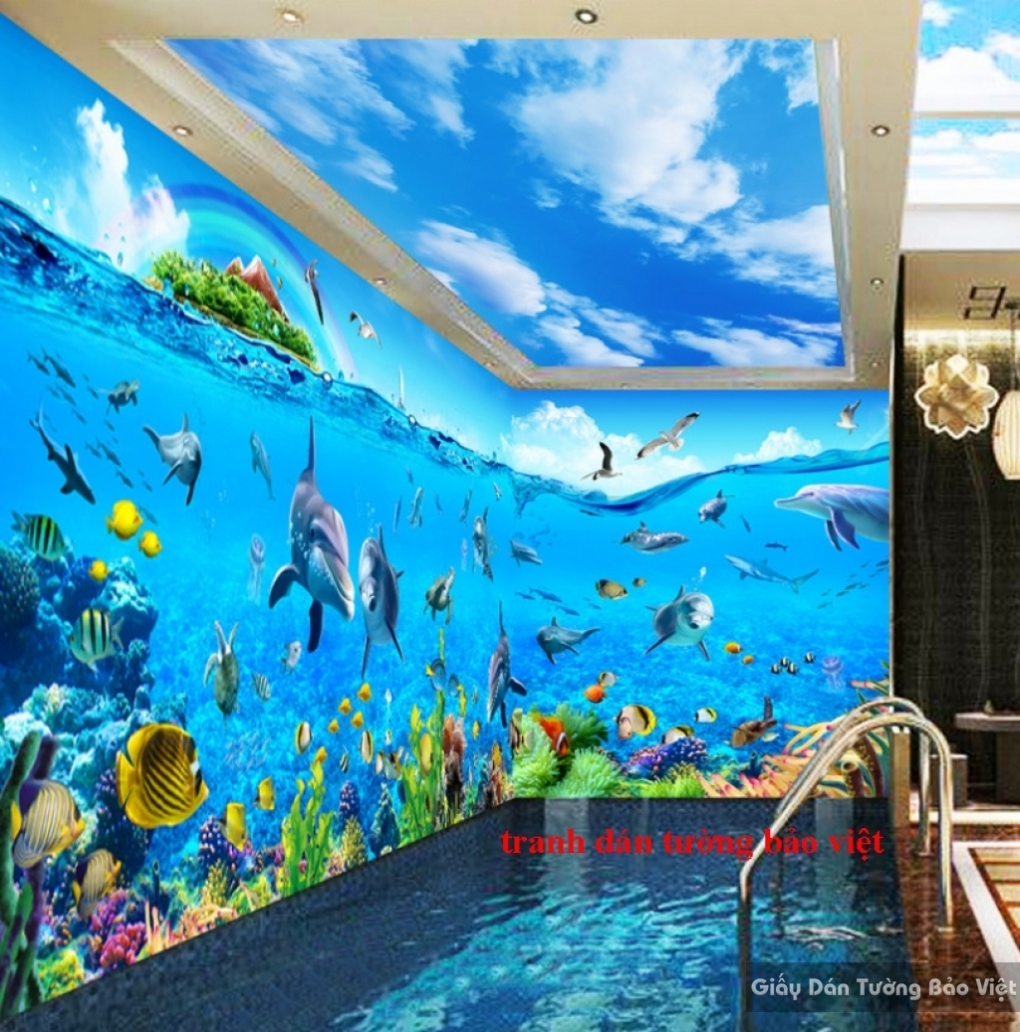Tranh dán tường 3D phong cảnh biển S100 | Tranh dán tường Bảo Việt