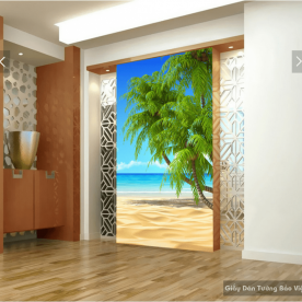 Tranh dán tường bãi biển 3d 12518753