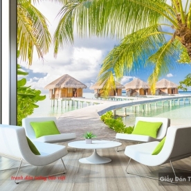 Tranh dán tường phong cảnh biển đẹp s188