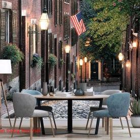 Tranh dán tường cảnh thành phố 3d fm463