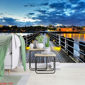 Tranh dán tường phong cảnh thành phố fm437