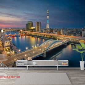 Tranh dán tường phong cảnh thành phố me019