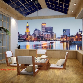 Tranh dán tường phong cảnh thành phố Rhode island me029