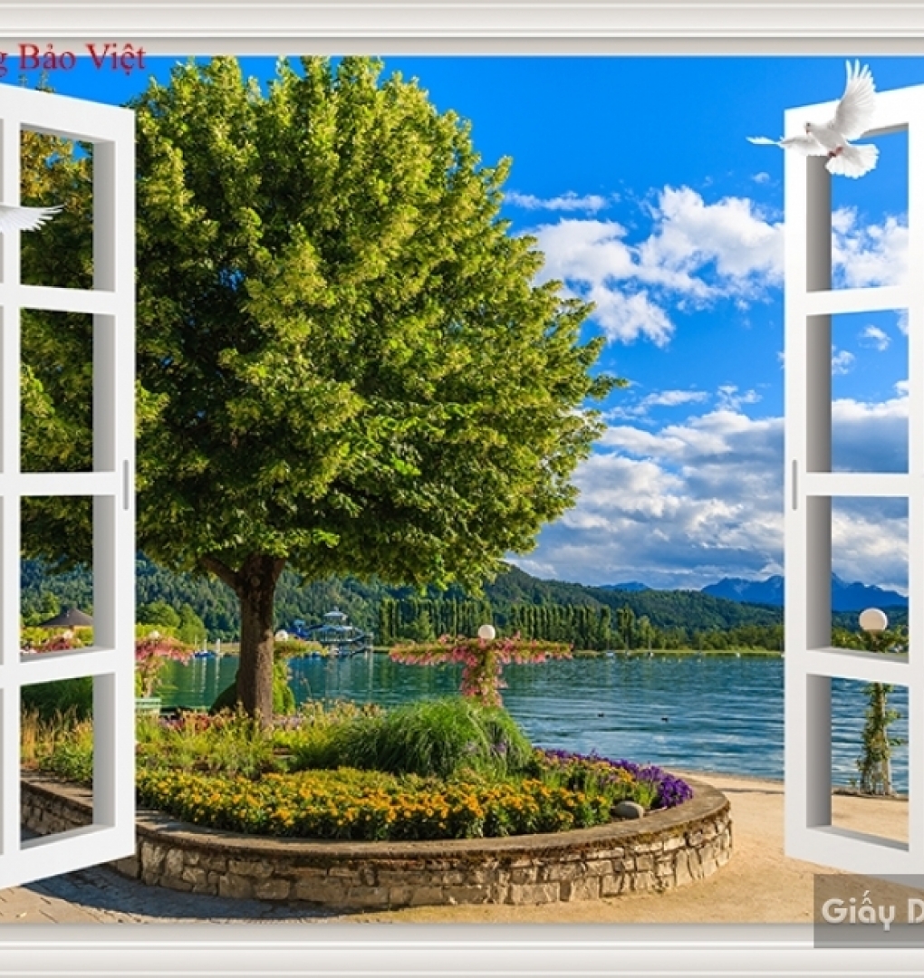 Tranh dán tường cửa sổ 3D phong cảnh thiên nhiên Tr152