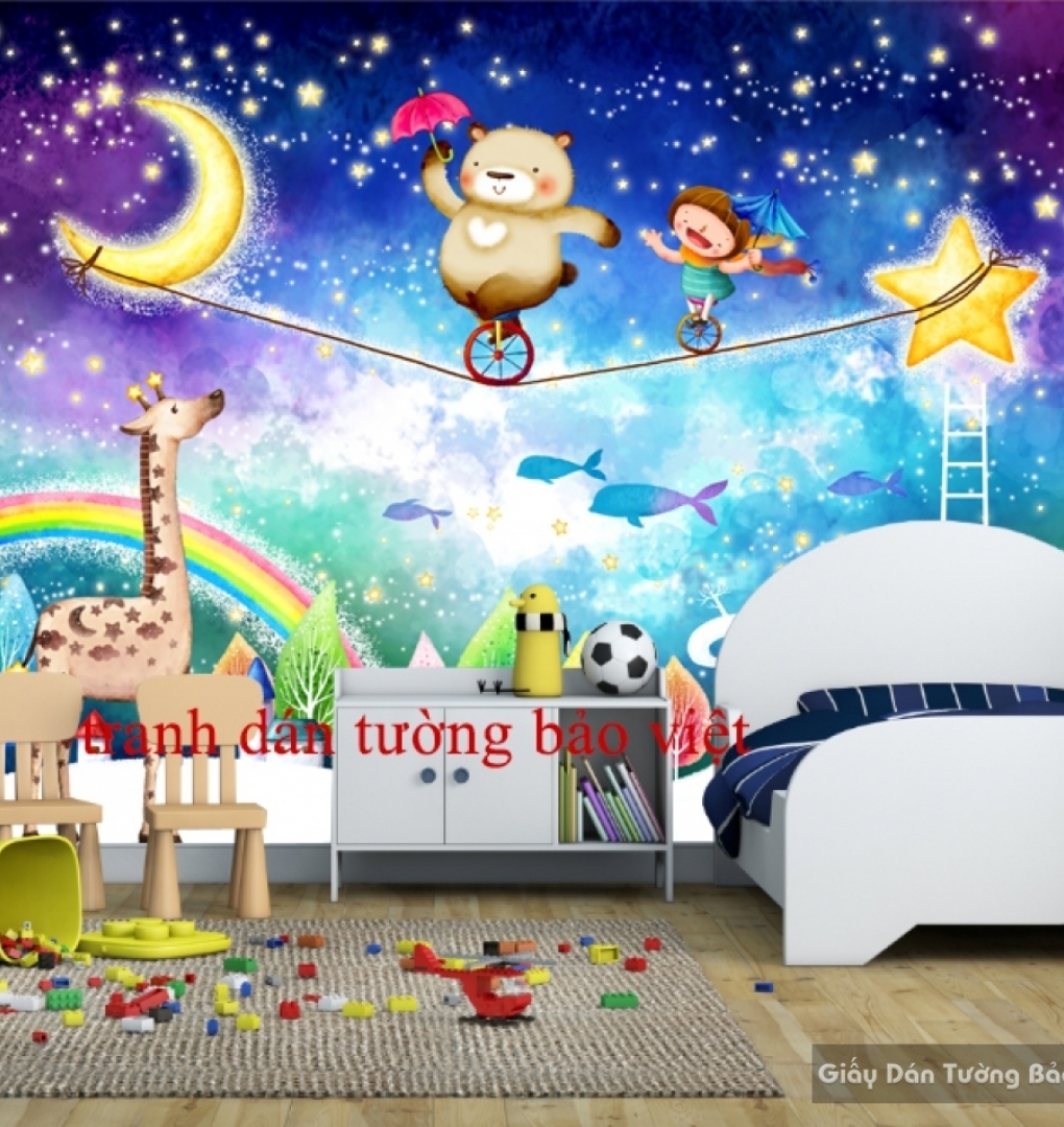 Tranh dán tường 3D cho phòng trẻ em Kid073