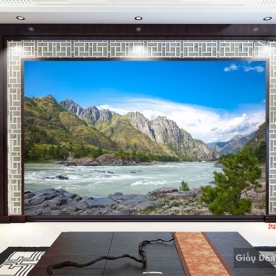 Tranh dán tường sông núi m061