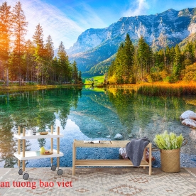 Tranh dán tường phong cảnh sông núi me089