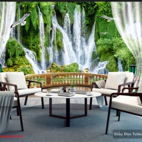 Tranh dán tường thác nước 3d w177
