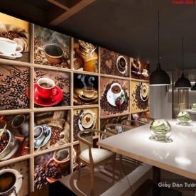 Tranh dán tường 3D cho quán cafe D195