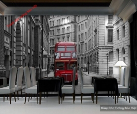 Tranh dán tường 3D cho quán cafe Fm087