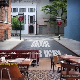 Tranh dán tường 3D cho quán cafe Fm235