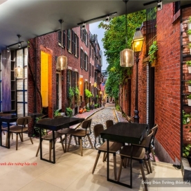 Tranh dán tường 3d cho quán cafe fm317