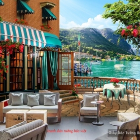 Tranh dán tường 3d cho quán cafe fm318
