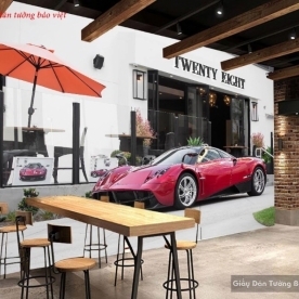 Tranh dán tường 3d cho quán cafe fm336