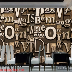 Tranh dán tường 3d cho quán cafe trà sữa Fm373