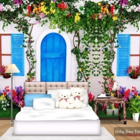 Tranh dán tường 3d quán cafe v276