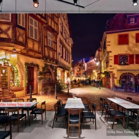 Tranh dán tường cho quán cafe Fm250