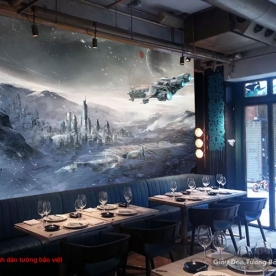 Tranh dán tường cho quán cafe Fm251