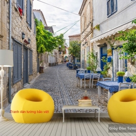 Tranh dán tường cho quán cafe Fm257