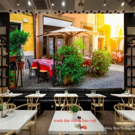 Tranh dán tường cho quán cafe Fm275