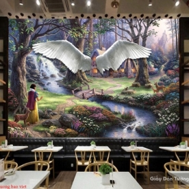 Tranh dán tường cho quán cafe Fm342