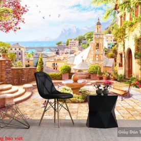 Tranh dán tường cho quán cafe Fm375