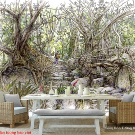 Tranh dán tường cho quán cafe Fm388