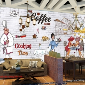 Tranh dán tường cho quán cafe d094