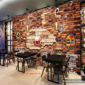 Tranh dán tường cho quán cafe d125