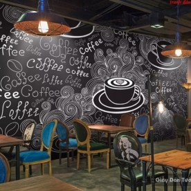 Tranh dán tường cho quán cafe d194