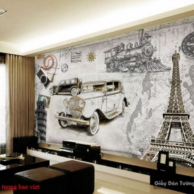 Tranh dán tường cho quán cafe fm398