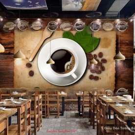 Tranh dán tường cho quán cafe v296