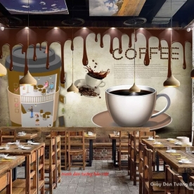 Tranh dán tường đẹp cho quán cafe d127