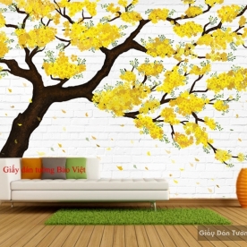 Tranh giấy dán tường cho quán cafe H125