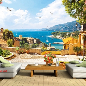 Tranh dán tường cho quán cafe fm408