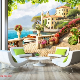 Tranh dán tường cho quán cafe fm412