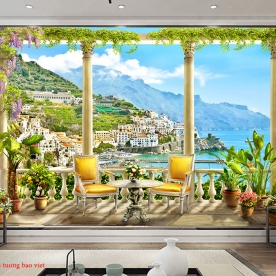 Tranh dán tường cho quán cafe fm418