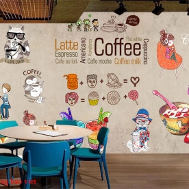 Tranh dán tường cho quán cafe fm435