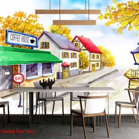 Tranh dán tường cho quán cafe fm441