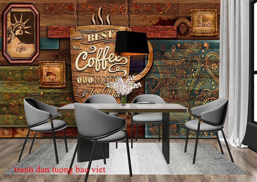 Tranh vải dán tường cho quán cafe trà sữa