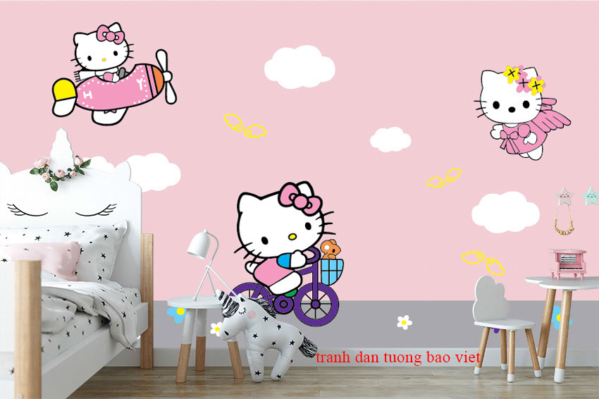 Giới thiệu về giấy dán tường 3D Hello Kitty